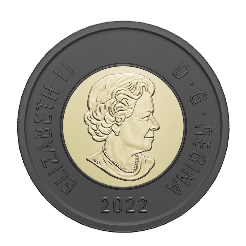 2022 Canada Black Ring Toonie $2 Dollar Tribute to Queen Elizabeth Coin Money - Picture 3 of 3